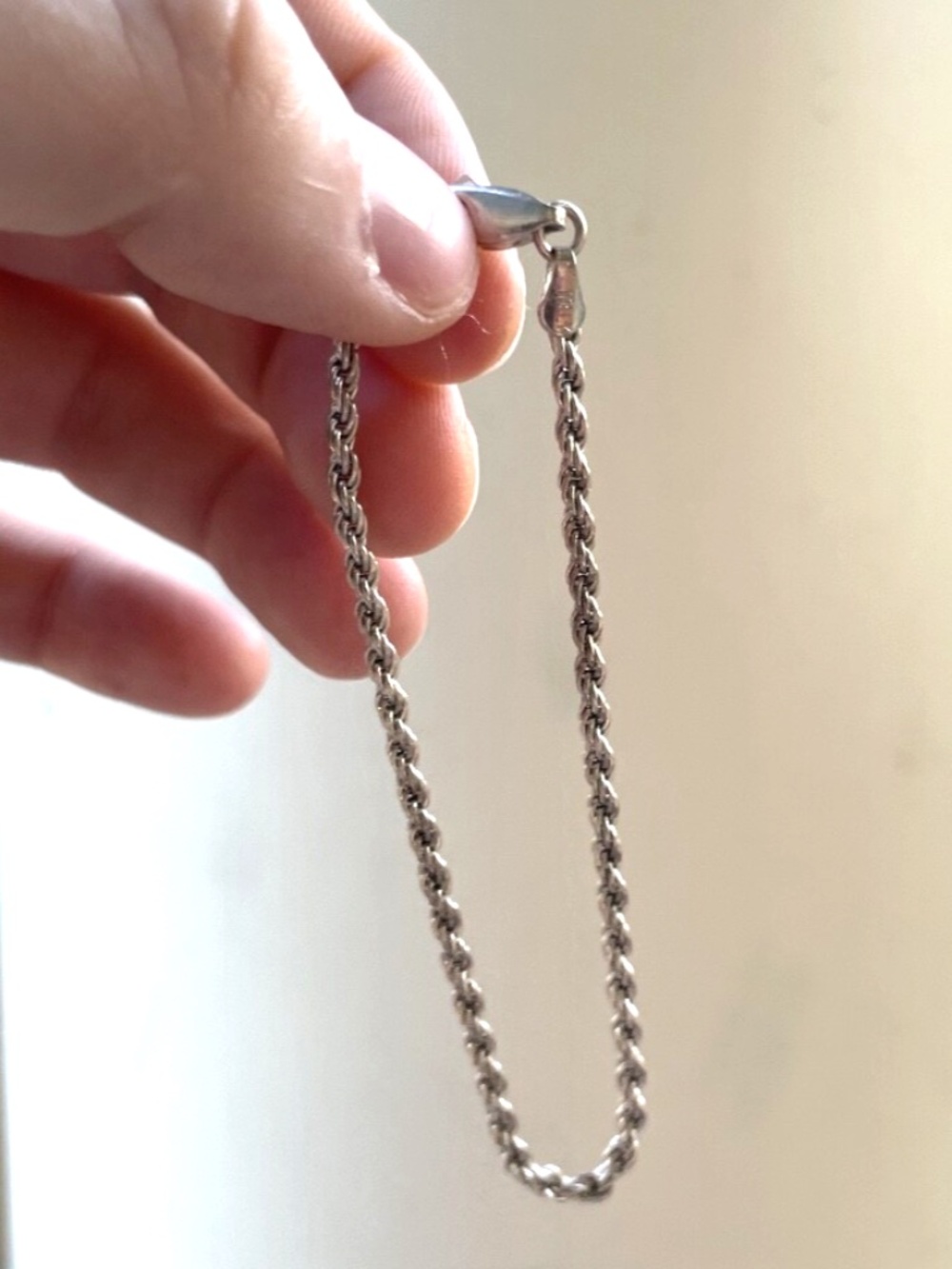 925 Sterling Silver 7" braided Rope Chain Bracelet 2mm - Picture 2 of 8